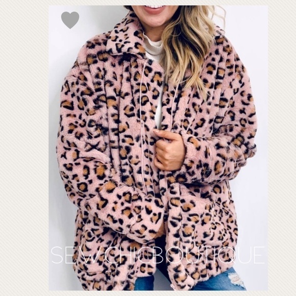 Softest Pink Leopard 🐆 Printed Furry Jacket Ever - Picture 3 of 8